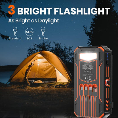 Black Friday Sale - 4 Panel Solar Charger Power Bank, Wireless Portable Charger