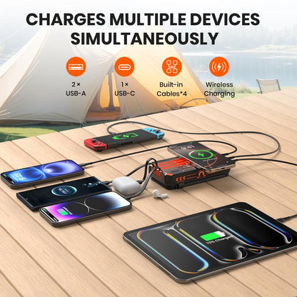 Black Friday Sale - 4 Panel Solar Charger Power Bank, Wireless Portable Charger