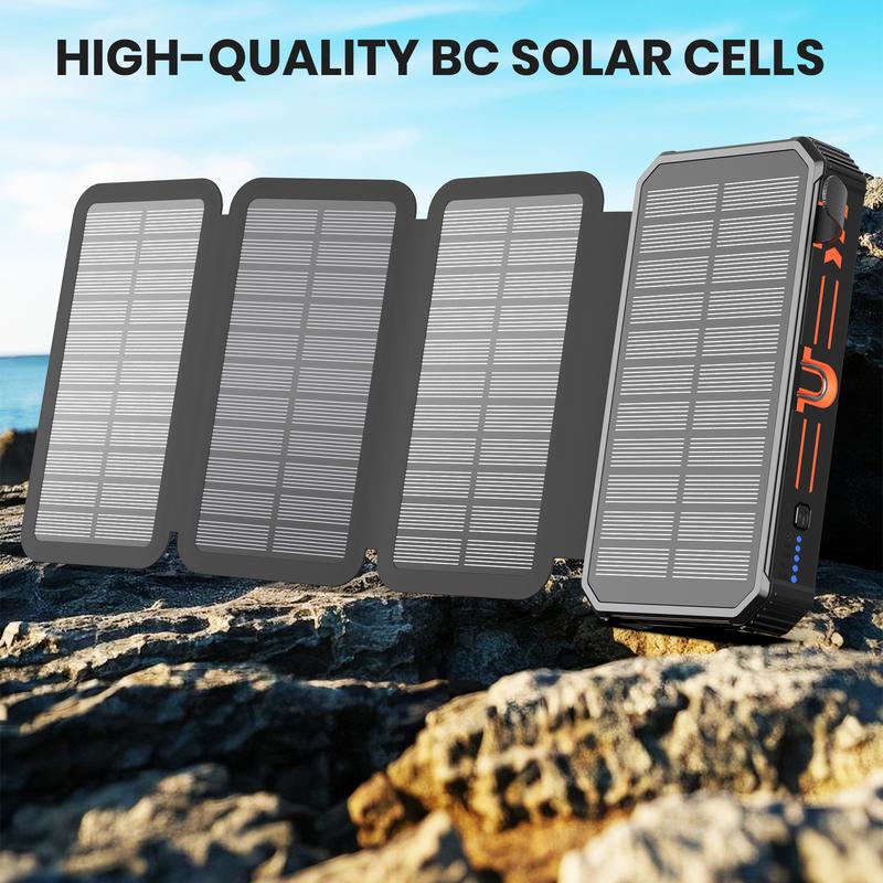 Black Friday Sale - 4 Panel Solar Charger Power Bank, Wireless Portable Charger